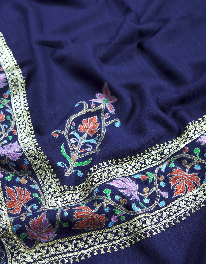 space blue tilla embroidery Pashmina shawl 8715