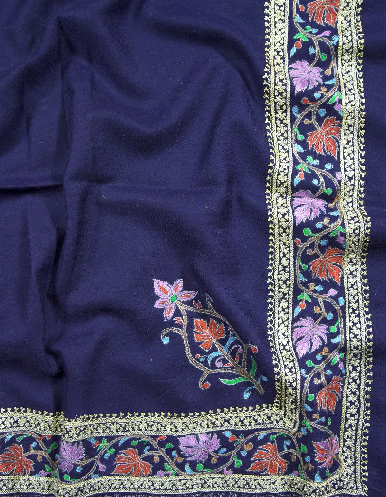 space blue tilla embroidery Pashmina shawl 8715