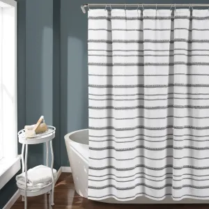 Stripe Clip Jacquard Shower Curtain