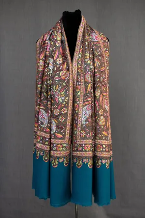 THE GREAT WINTERSALE Nirvana Pashmina Shawl, Hand Embroidered Cashmere Jama, Elite Woman, Made in Kashmir, 40x80"