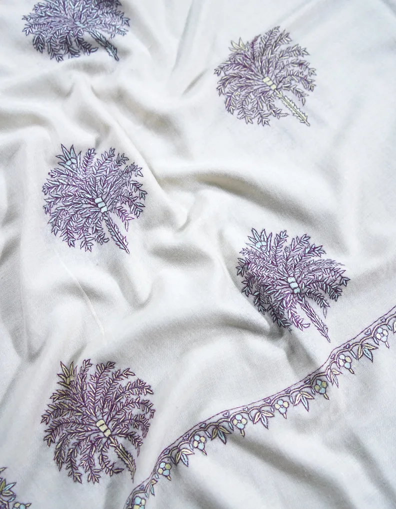 white butis embroidery pashmina shawl 8854